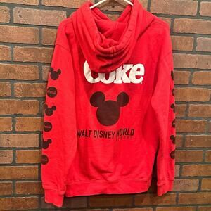 Coca Cola Walt Disney World Womens S Red Sweatshirt Hoodie Pullover Rare Coke